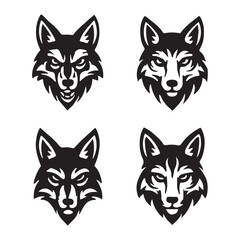 Fox Head Silhouette Icon Set