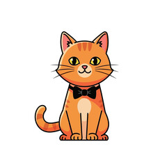 Obraz premium A charming cartoon cat with orange fur, a black bow tie, and a happy expression.