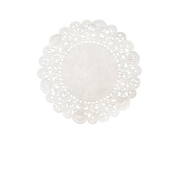 Vintage Lace Paper Doily: Delicate Pattern on White Background