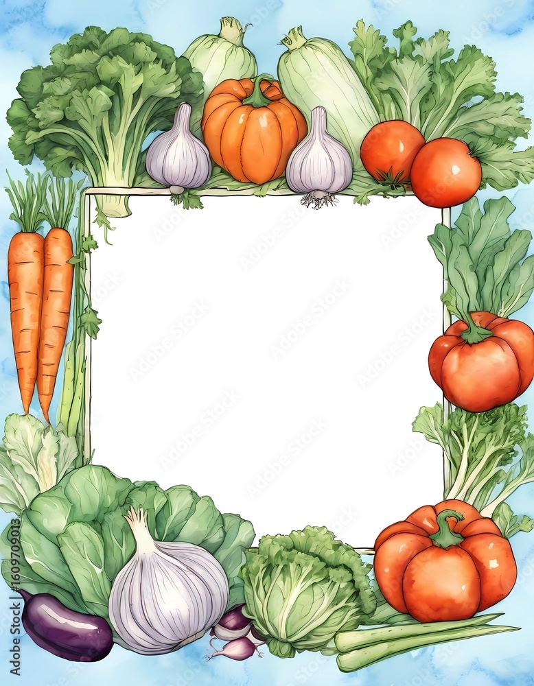 Poster create your perfect recipe card with a beautiful vegetable-themed blank layout for all your culinary