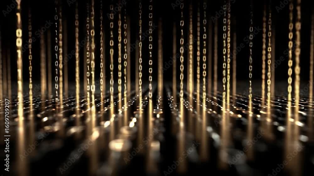 Poster digital data stream: a vibrant, abstract visual of a digital data stream, binary code cascading down