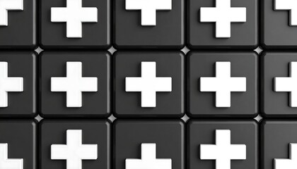 Obraz premium Black squares with white plus signs