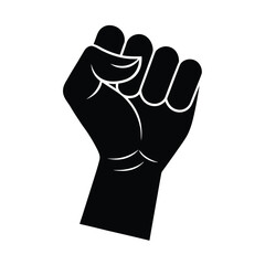Raised Fist Symbol in Black Silhouette Representing Solidarity Resistance and Empowerment