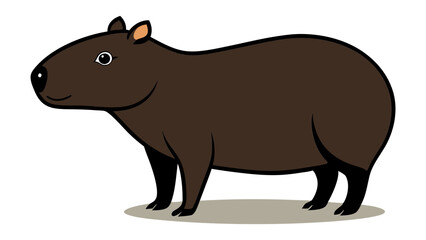 Obraz premium Happy capybara walking vector cartoon sketch