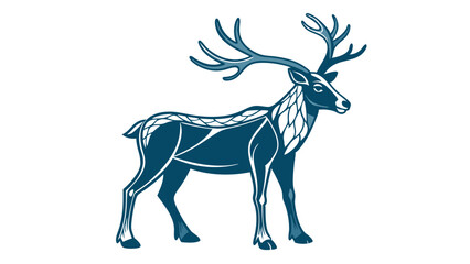 Obraz premium Caribou reindeer walking in snow vector design