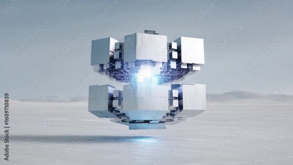 Poster abstract cube with light: a captivating visual of an abstract cube formation emanating with a centra