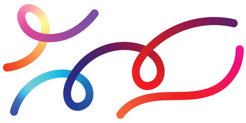 Vibrant Abstract Line Art Design with Gradient Colors. A dynamic graphic featuring interconnected, flowing lines in various vibrant gradient colors, set against a white background.