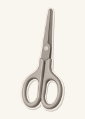 Retro halftone scissors illustration. Vintage magazine cutout style. Photocopy texture. Ideal for school and craft design projects, DIY graphics, mixed media collages.