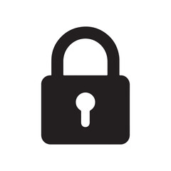 Vector lock icon with key symbol isolated on vector silhouette white background 