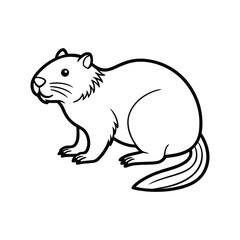 Obraz premium A beaver line art vector illustration on white background