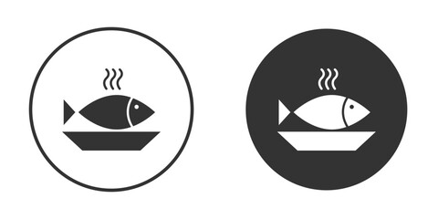 Cooked fish icon symbol sign in solid style.