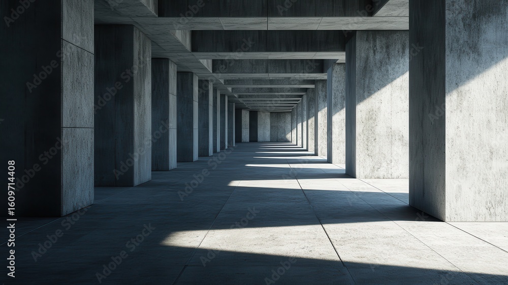 Poster modern concrete architecture with abstract light and shadow effects