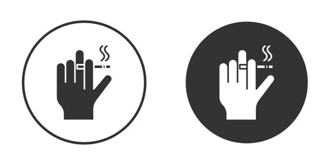 Hand holding cigarette icon symbol sign in solid style.