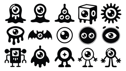 Collection of Quirky Monochrome Eye Creatures