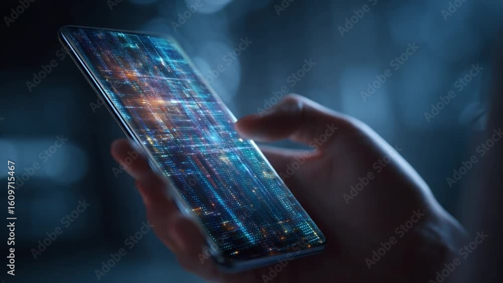 Aufkleber the gateway to innovation: the image depicts a hand skillfully manipulating a cutting-edge device, i