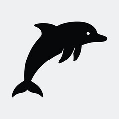 Fototapeta premium Silhouette dolphin jumping aquatic mammal sea life vector illustration