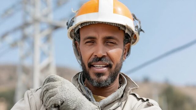 Reliable worker in work uniform: An expert technician, donned in safety gear, radiates confidence and experience, capturing the essence of skilled labor and commitment. 