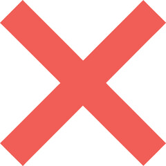 Vector art of a red cross mark indicates cancellation, isolated on white background