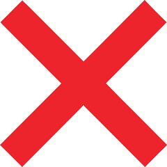 Vector art of a red cross mark indicates cancellation, isolated on white background
