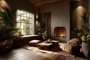 A cozy wellness retreat with natural textures