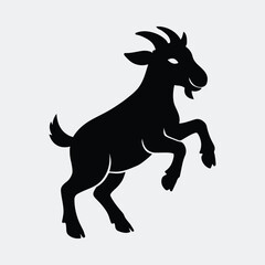 Silhouette goat rearing animal black and white vector illustration