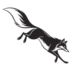 A sleek black vector silhouette of a wild jumping horse, perfect for animal illustration or tattoo design