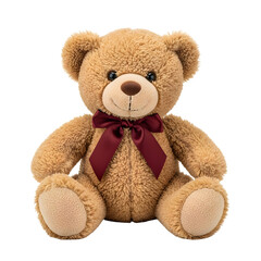 Obraz premium Cute teddy bear with red ribbon bow