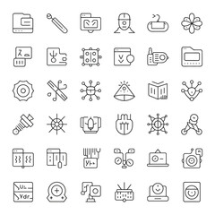 Technology icons network security and data analysis vector