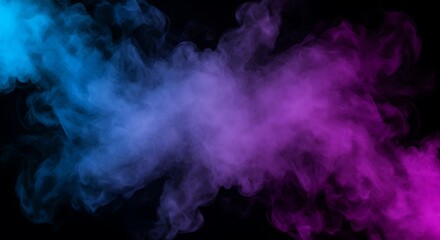 Abstract Colorful Smoke Background with Blue and Purple Hues on a Dark Backdrop for Creative Designs and Visual Effects