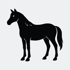 Silhouette horse standing illustration majestic equestrian mammal vector illustration