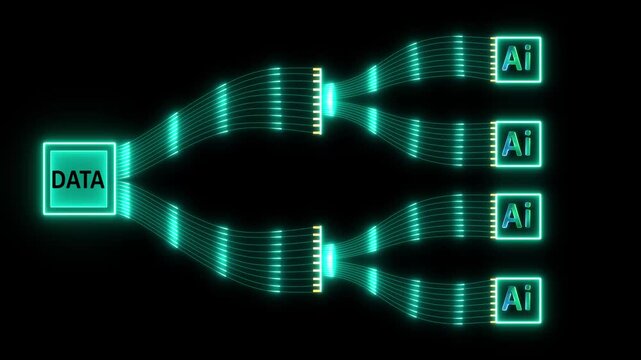 Ai agent- data processing business working with virtual reality at office. AI Agents, Headlines Fast Scree international communication network concept. Multinational people community. 4k video - Powered by Adobe