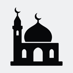 Silhouette mosque islamic building religion architecture vector illustration