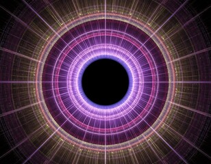 Abstract circular design with concentric rings and radiating lines