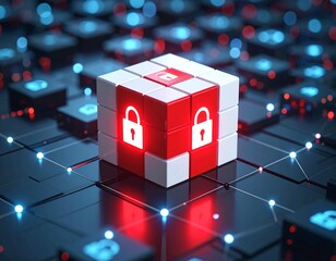 Digital Security & Data Protection: Cybersecurity Lock Icon Concept