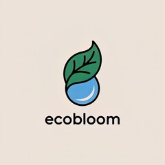  "Ecobloom" Minimalist Leaf and Water Drop Logo