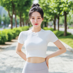 young sporty woman in the park