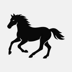 Silhouette of a running horse equine mammal domestic animal vector illustration