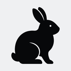 Silhouette of a seated rabbit Easter bunny animal vector illustration
