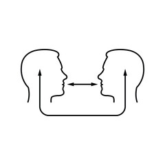 verbal interaction or linear empathy logo. concept of support therapy or psychoanalysis and sympathy for people. flat stroke minimal care logotype graphic art design isolated on white background