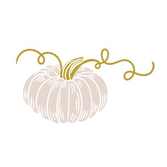 Obraz premium Original hand-drawn illustration of a Halloween autumn pumpkin in a minimalist style. illustrations for posters, cards, and graphic design.