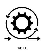Artistic Style Agile Process Development with Gear and Arrow Icon