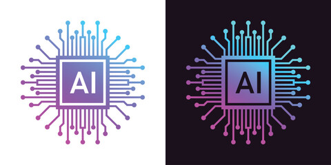 Artificial Intelligence AI Chip in Human Head. Artificial Intelligence icon with Machine learning, Digital Skills, Generative AI, AI Technology, Algorithm, Virtual Intelligence and Deep Learning Icon