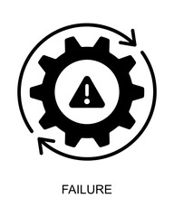Gear with Warning Sign Representing Failure Issue Icon