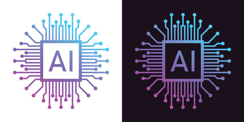Artificial Intelligence AI Chip in Human Head. Artificial Intelligence icon with Machine learning, Digital Skills, Generative AI, AI Technology, Algorithm, Virtual Intelligence and Deep Learning Icon