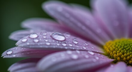 Macro shot of a purple daisy with water droplets