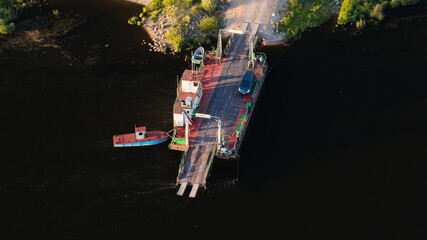 Little dock on Nemunas river in Lithuania