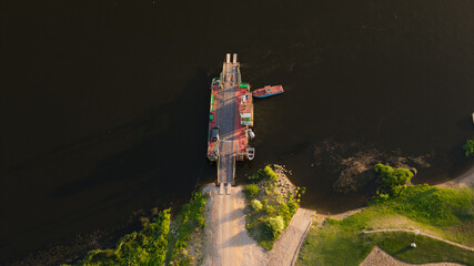 Little dock on Nemunas river in Lithuania