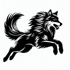 Obraz premium Stylized black fox standing proudly with fluffy tail