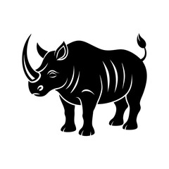 rhinoceros with bold horns vector illustration
