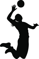 Dynamic silhouette of a female volleyball player spiking the ball
